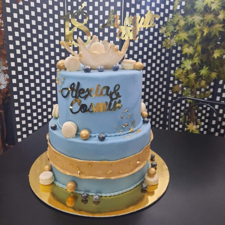 Topper de tort cu element special din carton sub forma de numarul 18 pentru majorat auriu oglinda [3]