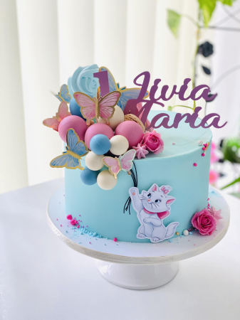 Topper de tort frontal cu pisica Marie