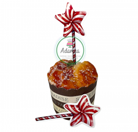 Crăciun - topper de tort cu element special din carton sub forma de acadea stea de Craciun