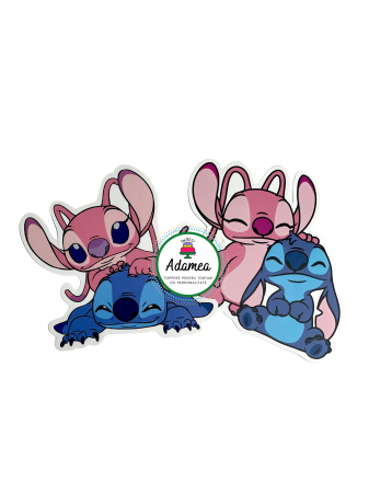 NOUTĂȚI - Topper de tort  personalizat cu element special din carton sub forma de  2 toppere cu Stitch si Angel