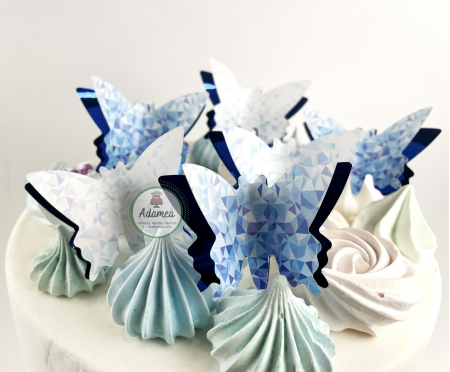 Set toppere de tort cu ornament din hartie fluturi dublati albastri [1]