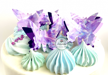 Topper tort cu ornament din carton cu fluturi mov [1]