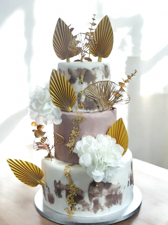 Set 3 frunze Gingko din plastic auriu [23]