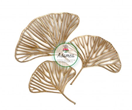 Set 3 frunze Gingko din plastic auriu [0]