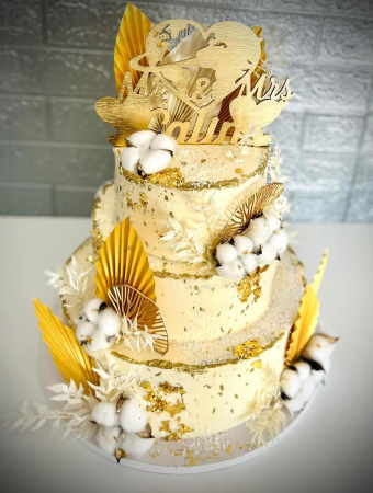 Set 3 frunze Gingko din plastic auriu [10]