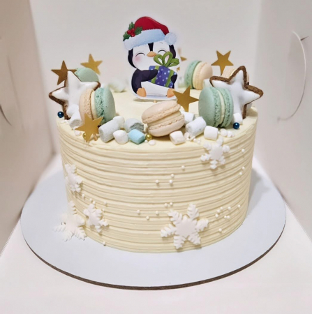Topper de tort cu element special din carton sub forma de pinguini simpatici de Craciun [1]