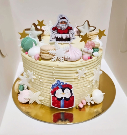 Topper de tort cu element special din carton sub forma de pinguini simpatici de Craciun [2]