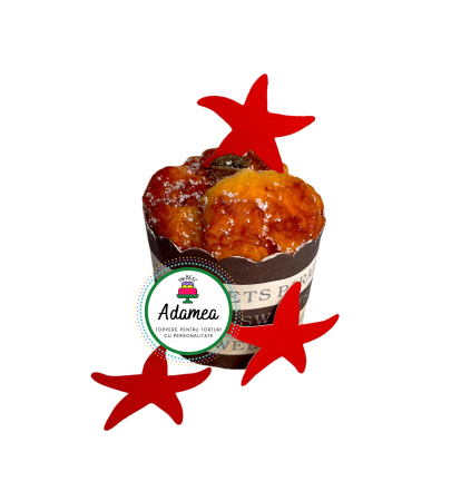 Lumea apelor - Topper tort din carton rosu sclipitor cu 3 stelute de mare ideale pentru ariel sau tema marina