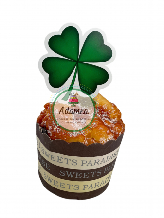 Martisor - Topper de tort cu element special din carton sub forma de trifoi verde