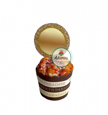 Stegulete - Topper de tort personalizat cu element special din carton sub forma de cerc auriu care se poate personaliza cu numele sarbatoritului