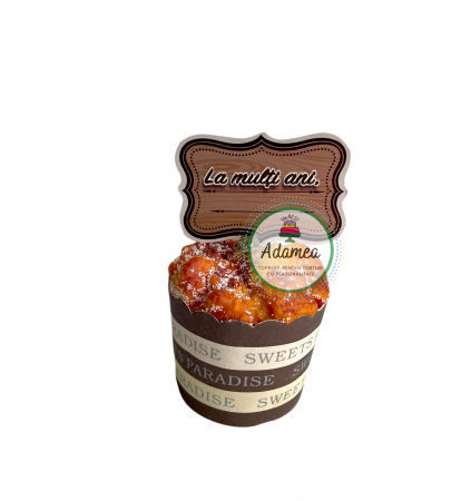 Stegulete - Topper de tort  personalizat cu element special din carton sub forma de placuta tip lemn cu La multi ani care se poate personaliza cu numele sarbatoritului