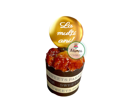 La mulți ani - Topper de tort  personalizat cu element special din carton  galben tip auriu cu mesajul La multi ani