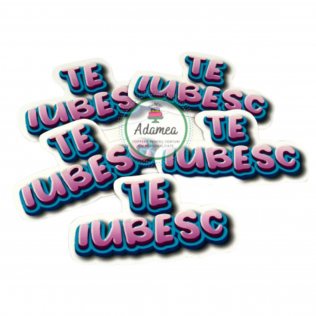 Set toppere de tort cu ornament din hartie carton cu mesajul te iubesc [1]