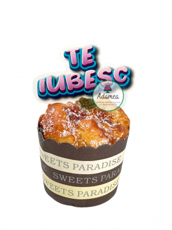 Iubire - Set toppere de tort cu ornament din hartie carton cu mesajul te iubesc