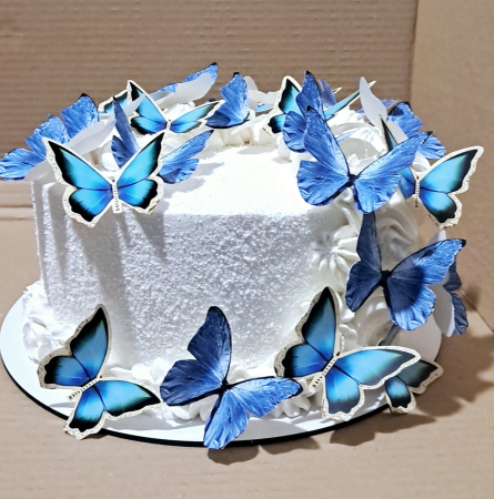 Set 6 toppere de tort din carton cu fluturi alnastru matase [1]