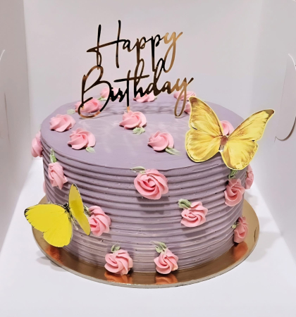 Topper de tort cu element special din carton sub forma de fluturi galben matasos [1]