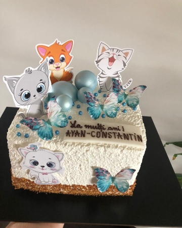 Decor de tort cu toppere din carton cu fluturi albastru turcoaz [1]