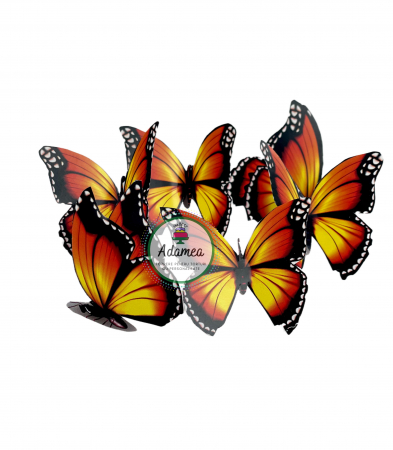 Topper de tort cu element special din carton sub forma de fluture monarh cu culori intense