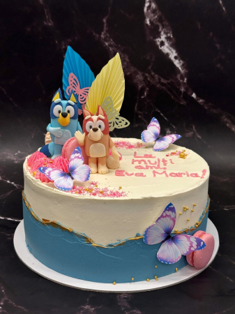 Topper de tort cu cartonașe sub formă de fluturi mov cu auriu glitter [3]