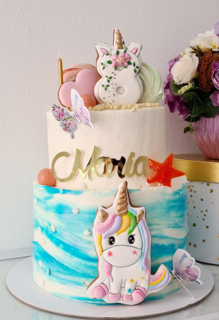 Topper tort cu fluturi din carton cu fluturi pastel si aripa cu flori [1]