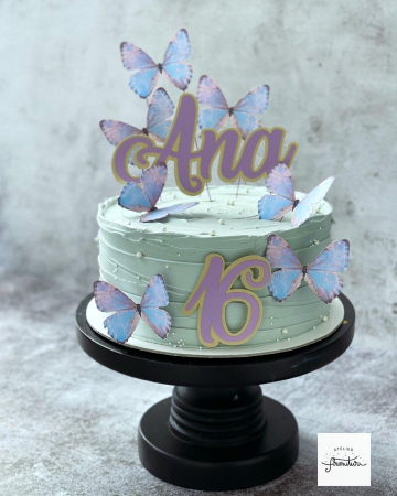 Animale din pădure - set toppere tort cu 6 fluturi pastel mov bleu