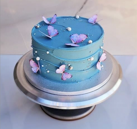 set toppere tort cu 6 fluturi pastel mov bleu [2]