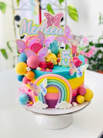 Set 6 fluturi roz auriu pentru tort [8]