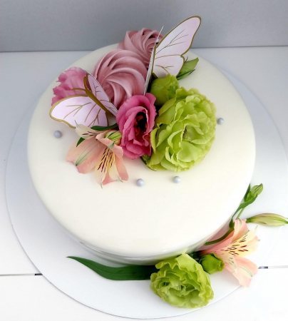 topper de tort cu element special din carton sub forma de fluturi roz cu auriu [9]