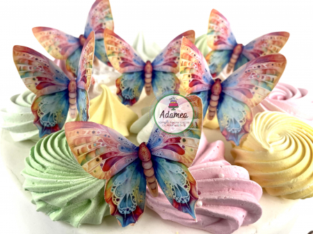 Topper de tort cu element special din carton sub forma de fluturi colorati superbi