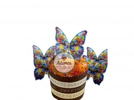 Fluturași - Topper de tort cu element special din carton sub forma de fluturi tip metal filigranat multicolorat
