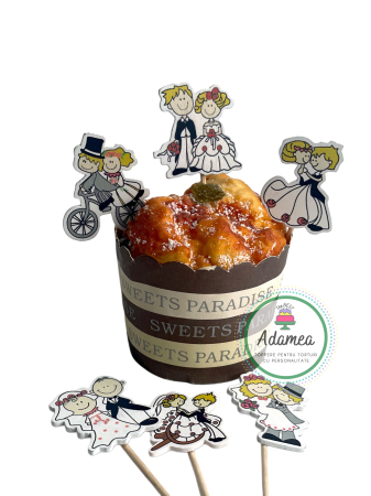 Produse din plastic/lemn/material textil - Toppere pentru tort sau candy bar cu miri din lemn