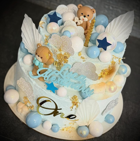 Topper de tort  personalizat cu element special din carton sub forma de  6 nori glitter argintiu [2]