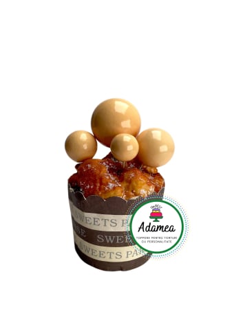 Bile sau sfere decorative necomestibile pentru tort, aranjamente de flori, cadou sau lumanai - crem tip valinie sau caramel lucios