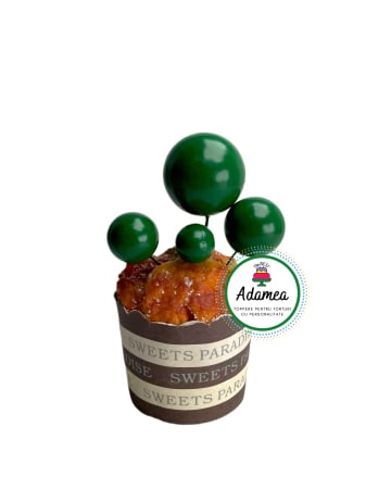 NOUTĂȚI - Topper de tort cu bile sau sfere tip baloane verde crud inchis mat