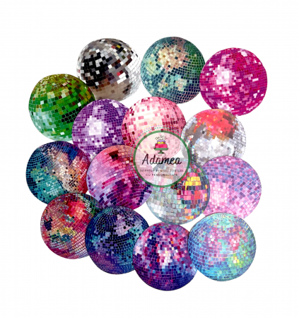 Diverse - Topper de tort  personalizat cu element special din carton sub forma de  disco ball colorate