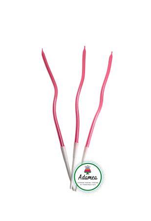 NOUTĂȚI - Set de 3 lumanari de tort spirala roz electric sidefat