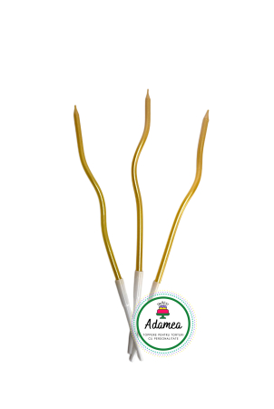 NOUTĂȚI - Set de 3 lumanari de tort spirala galben sidef
