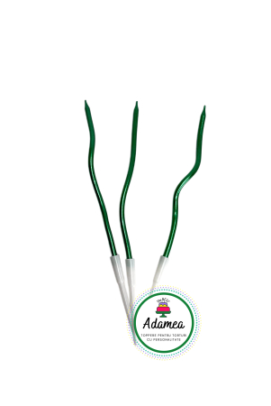NOUTĂȚI - Set de 3 lumanari de tort spirala verde intens metalizat