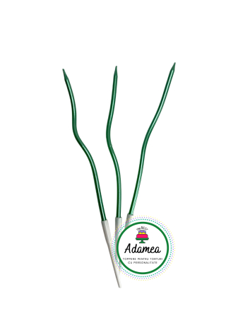 NOUTĂȚI - Set de 3 lumanari de tort spirala verde metalizat