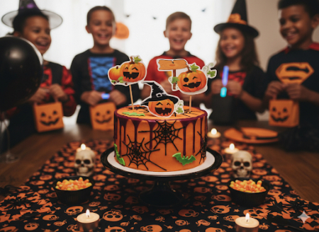 Suita de 3 toppere de tort din carton cu dovleci de halloween [2]