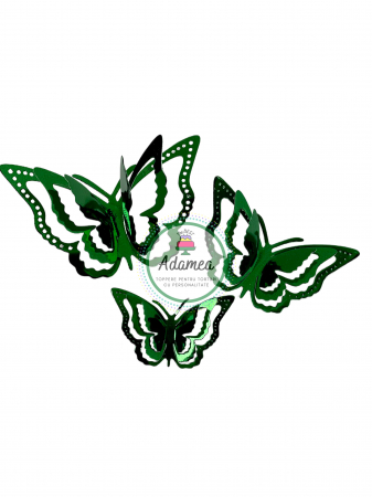 Topper de tort cu element special din carton sub forma de fluture 3D verde oglinda [1]