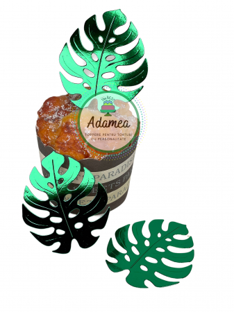Evantaie - Frunze de palmier - Topper de tort cu element special din carton sub forma de  3 frunze verde oglinda