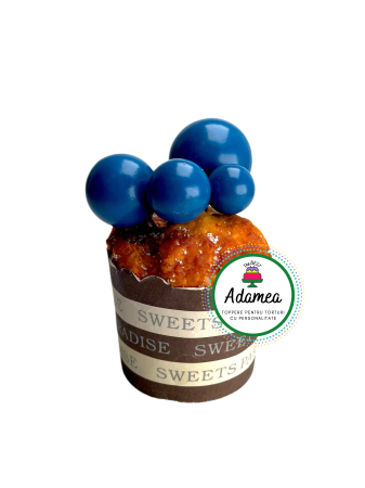 NOUTĂȚI - Topper de tort  personalizat cu element special din acril sub forma de bile sau fere pentru torturile cu baloane albastru mat