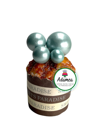 NOUTĂȚI - Topper de tort  personalizat cu element special din acril sub forma de bile sau fere pentru torturile cu baloane baby blue bleu sidef metalic