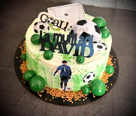 Topper de tort  personalizat cu element special din acril cu bile tip baloane verzi [2]