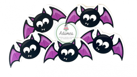 Halloween - Set de 5 toppere de tort din carton cu lilieci simpatici de halloween