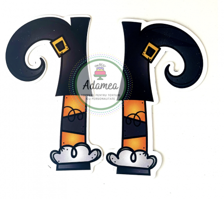 Topper tort din carton cu picioare de vrajitoare de Halloween