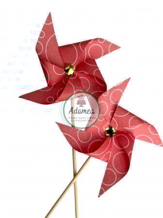 Moristi - Topper de tort cu element special din carton sub forma de  morisca rosie cu model