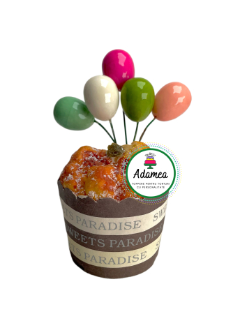 Toppere tort - Topper de tort cu element special din acril si polistiren vopsit sub forma de baloane colorate alb, somon, roz, verde praz, verde crud