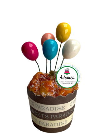 Toppere tort - Topper de tort  personalizat cu element special din acril sub forma de bile sau fere pentru torturile cu baloane alb, roz, galben, albastru, somon